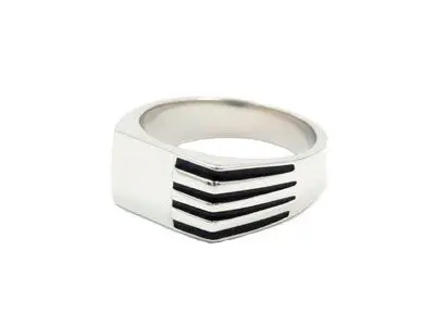 Sello plata 4 franjas esmalte negro