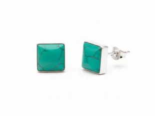 Pendientes de plata cuadrados turquesa