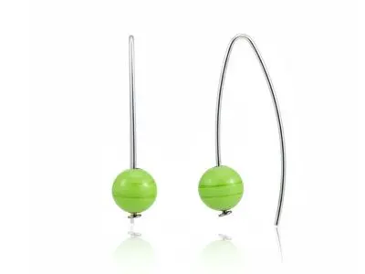 Pendientes plata bola verde