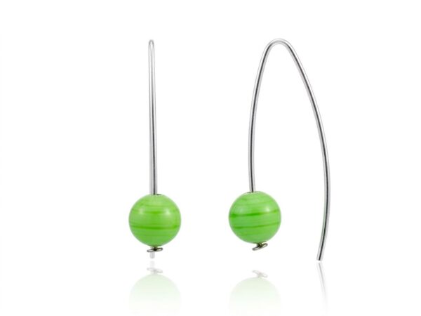 Pendientes plata bola verde