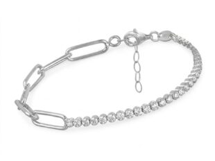 Pulsera plata riviere eslabones