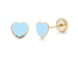 Pendientes oro corazón azul