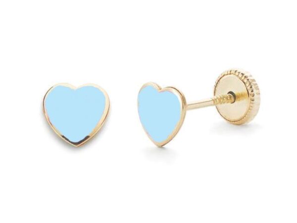 Pendientes oro corazón azul