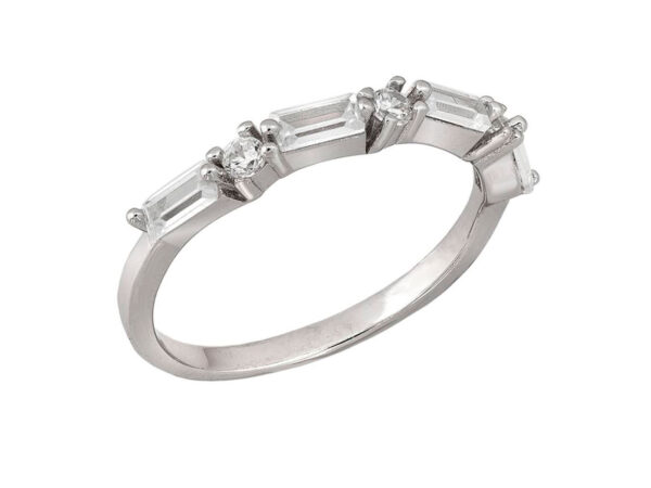Anillo circonitas redondas baguettes