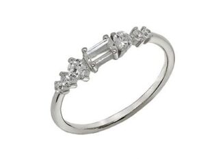 Anillo circonitas redondas baguettes