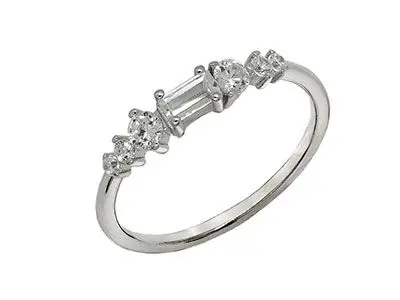 Anillo circonitas redondas baguettes