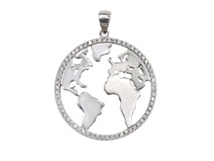 Colgante plata mapa mundo