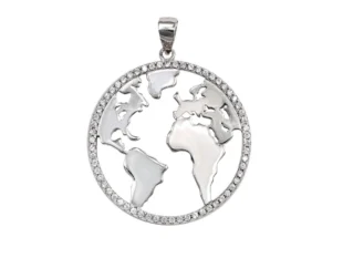 Colgante plata mapa mundo