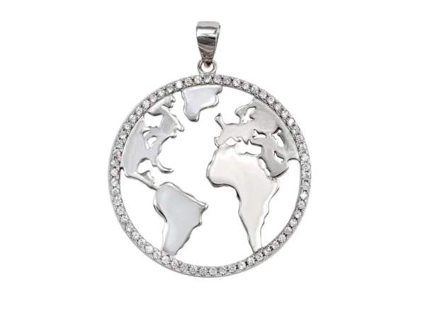 Colgante plata mapa mundo