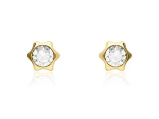 Pendientes estrella oro circonita