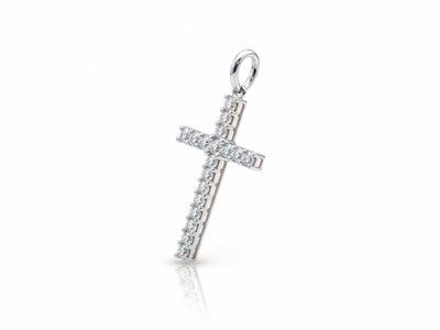 Cruz de oro blanco con diamantes