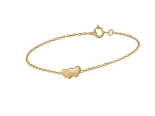 Pulsera oro amarillo corazones