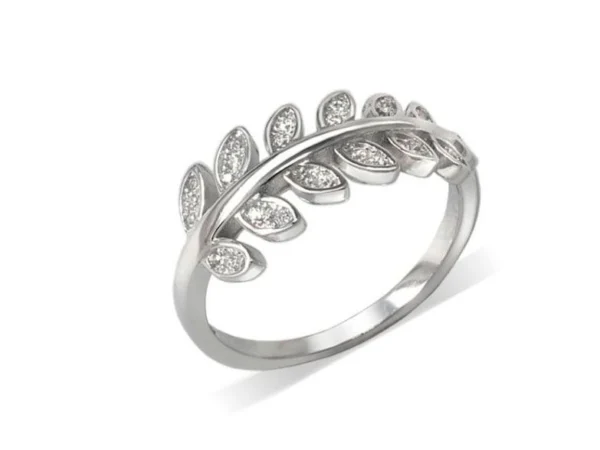 Anillo plata hojas circonitas