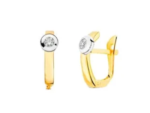 Pendientes oro bicolor circonita