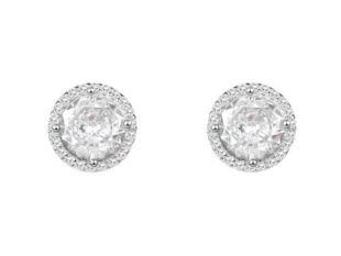 Pendientes plata rosetón circonitas
