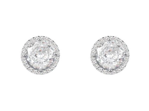 Pendientes plata rosetón circonitas