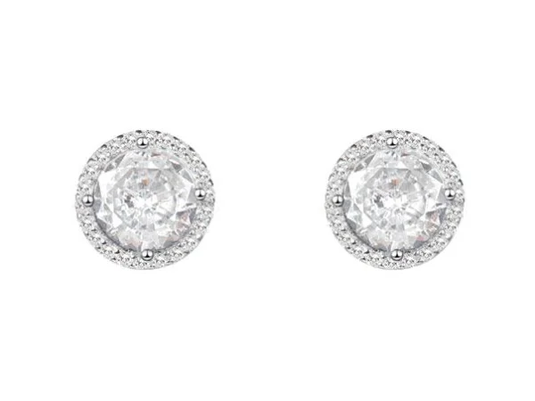 Pendientes plata rosetón circonitas