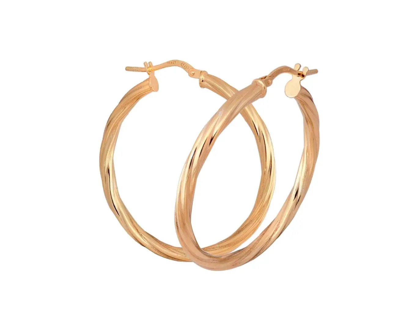 Aros de plata chapados en oro y trenzados de 25mm