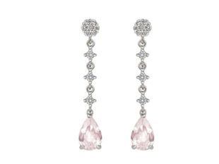 Pendientes largos circonita rosa