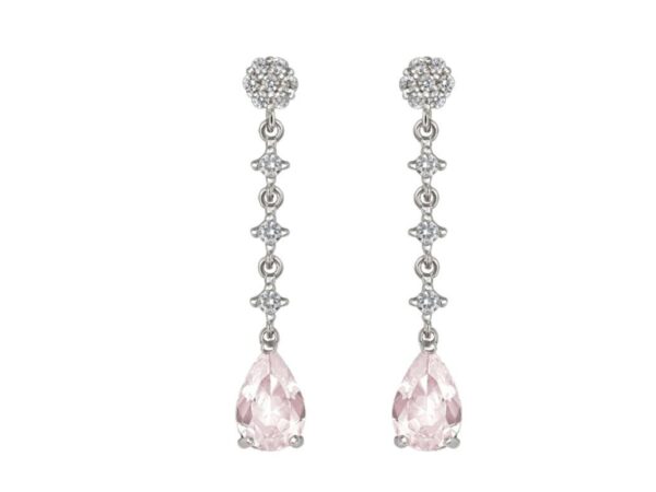 Pendientes largos circonita rosa