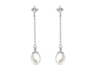 Pendientes largos perla cadena