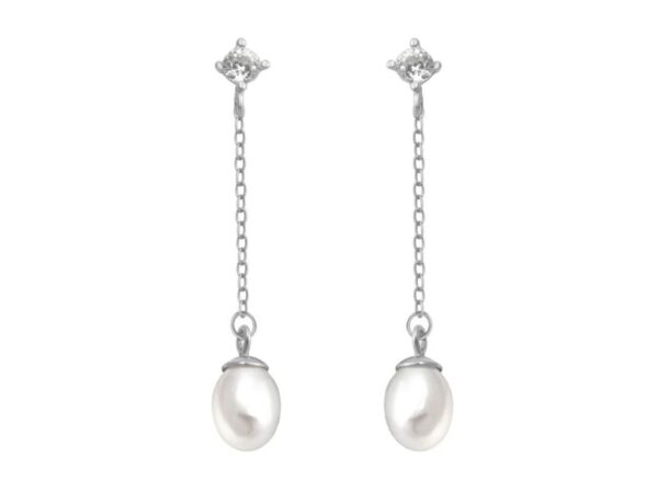 Pendientes largos perla cadena