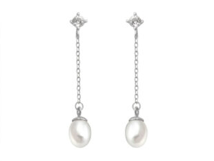 Pendientes largos perla cadena