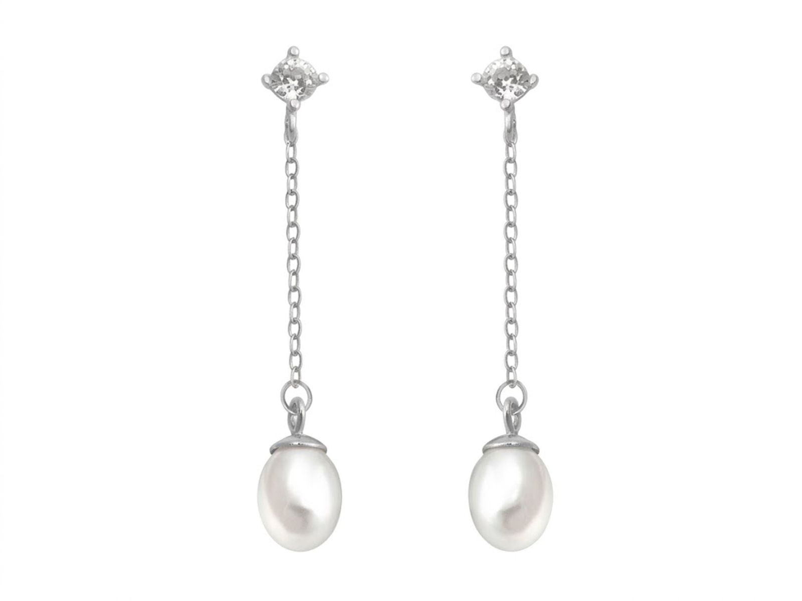 Pendientes largos perla cadena