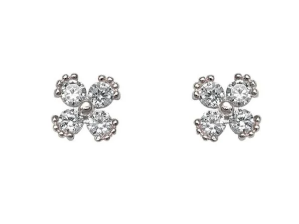 Pendientes plata flor circonitas