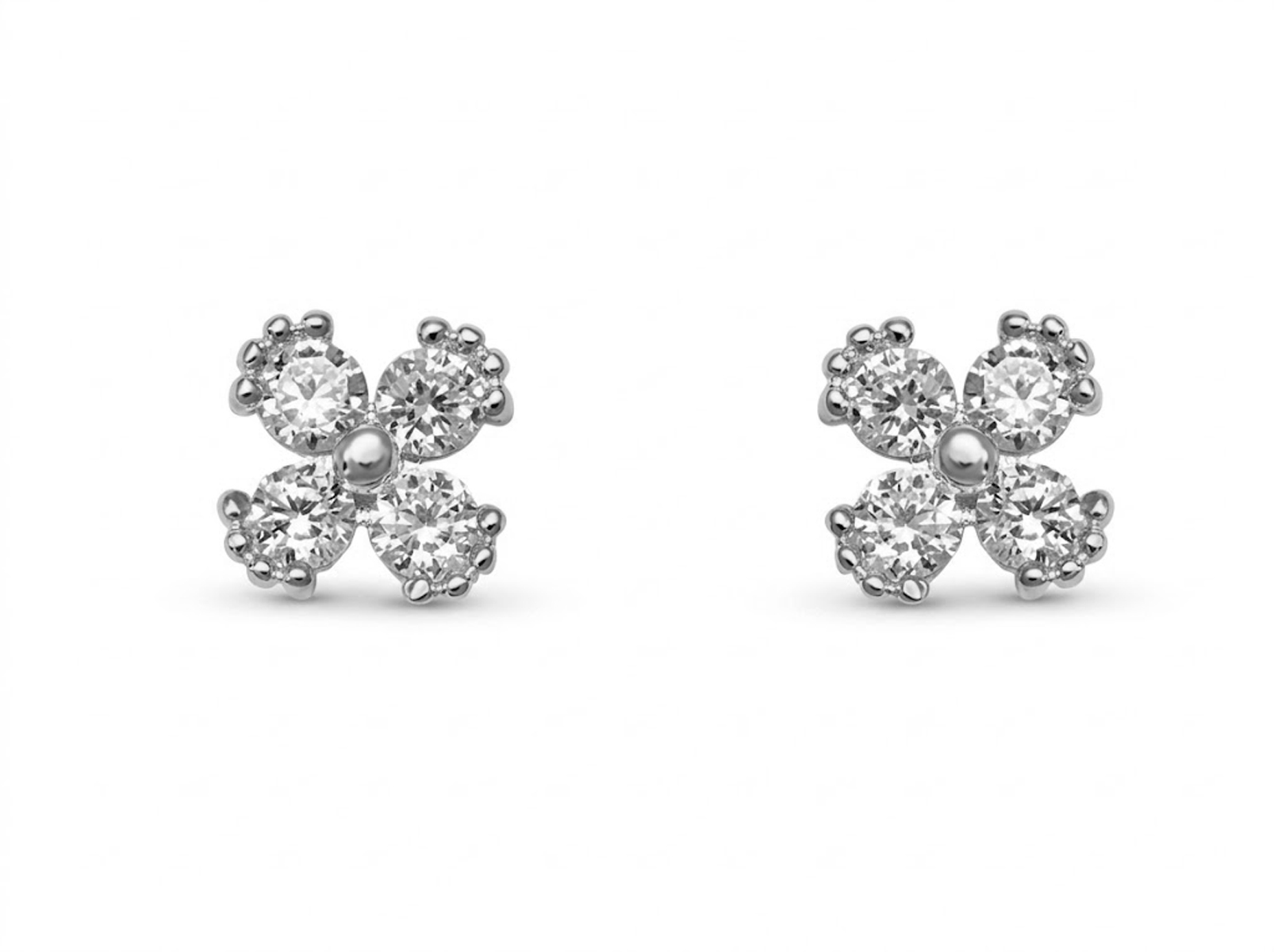 Pendientes plata flor circonitas