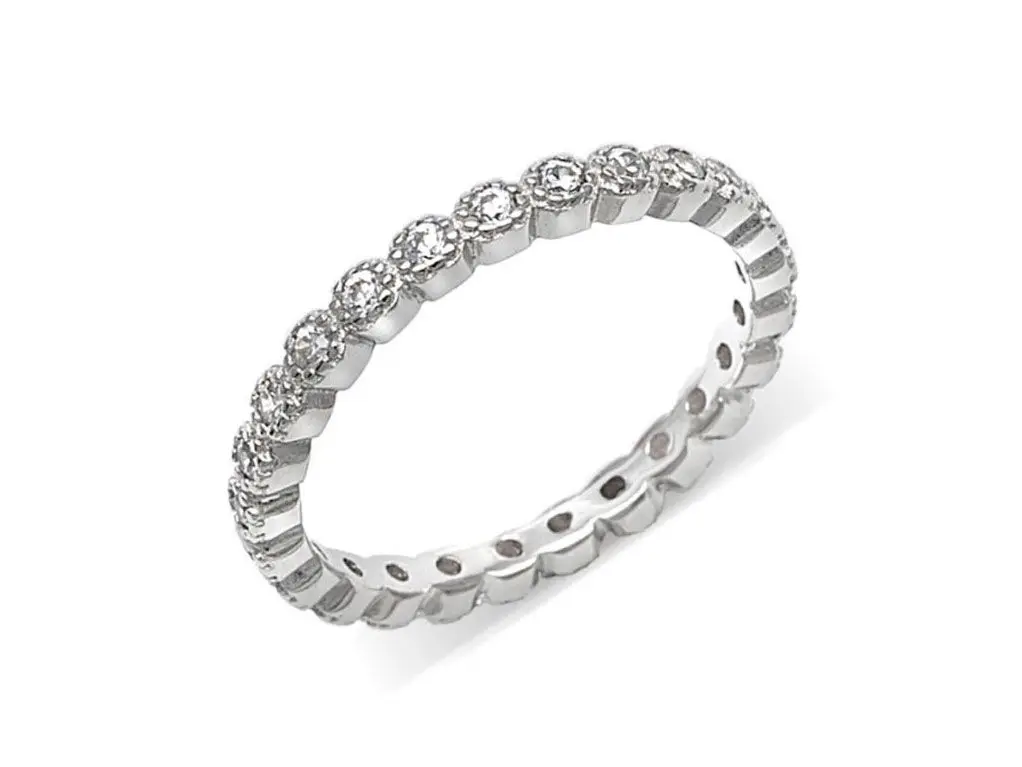 Anillo plata chatones circonitas