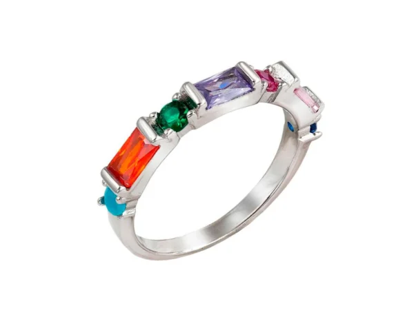 Anillo plata piedras multicolor