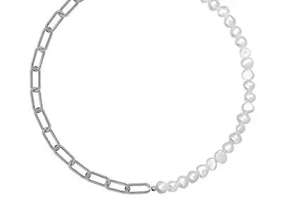Collar cadena plata perlas