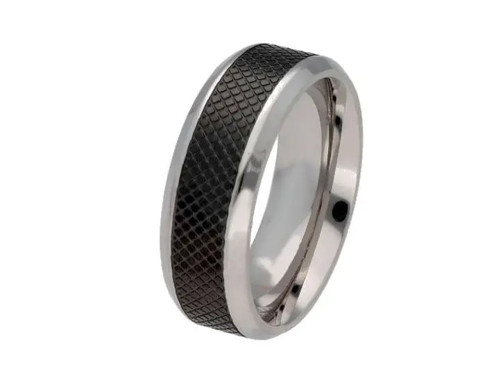 Anillo hombre acero caucho
