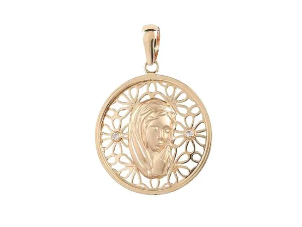 Medalla redonda oro virgen