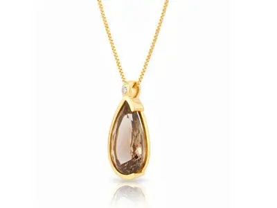 Gargantilla oro con cadena y colgante topacio fumee