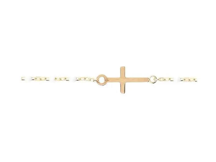 Pulsera oro cruz bolitas