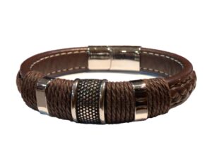 Pulsera ancha cueros marrones