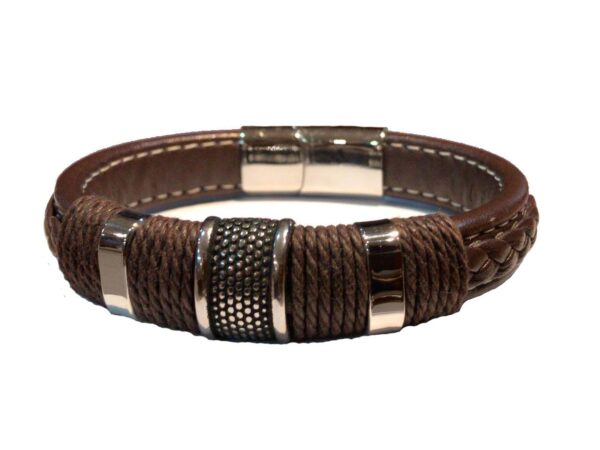 Pulsera ancha cueros marrones