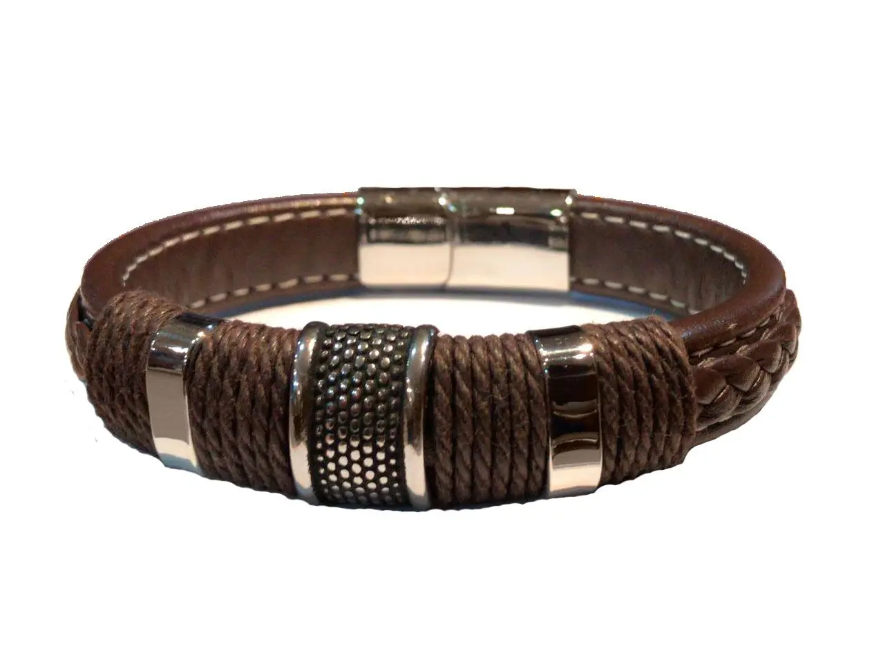 Pulsera ancha cueros marrones