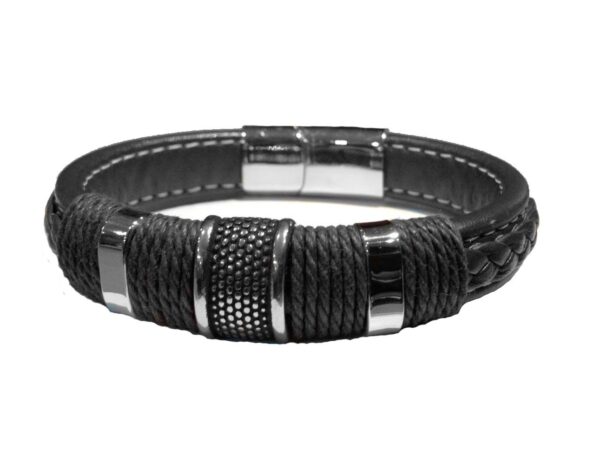 Pulsera ancha cueros negros