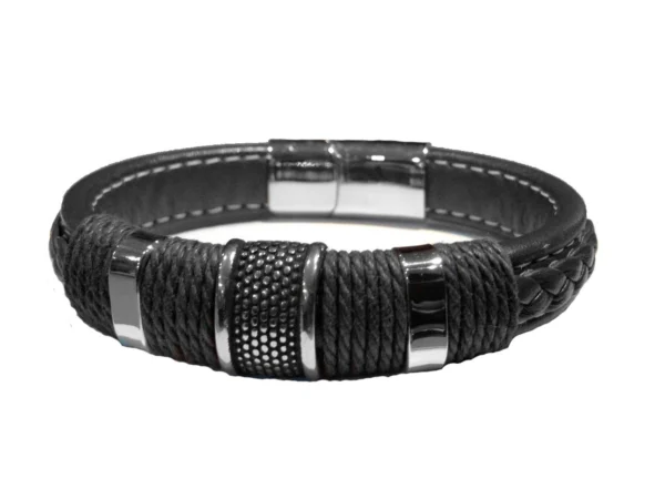Pulsera ancha cueros negros