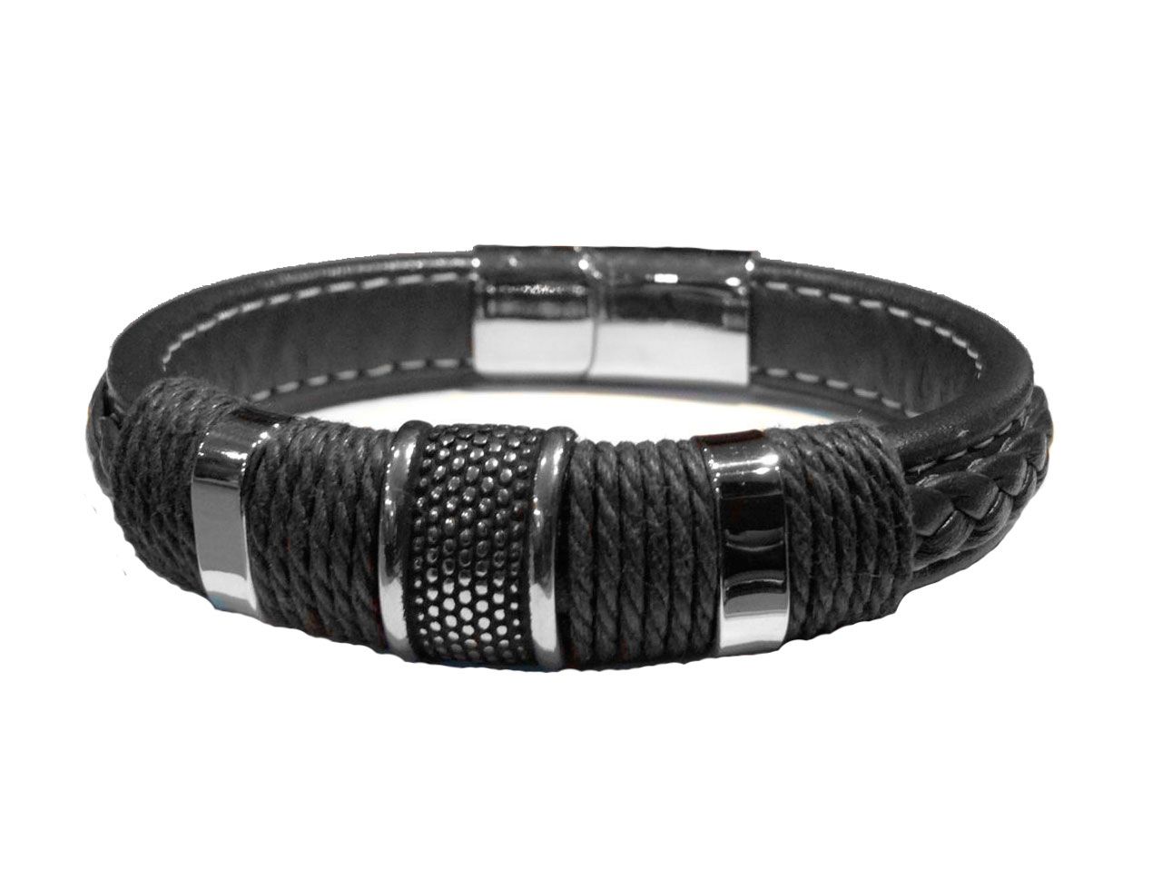 Pulsera ancha cueros negros