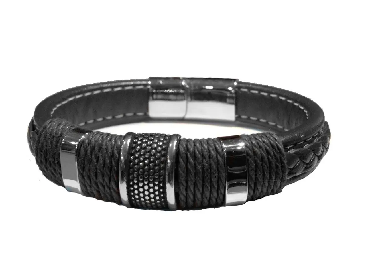 Pulsera ancha cueros negros