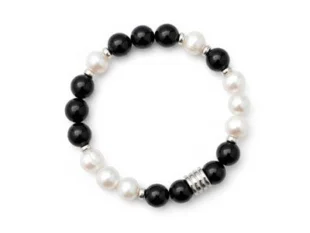 Pulsera elástica perlas ónix