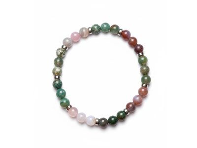 Pulsera elástica ágatas de colores y hematites de Mar de Sal