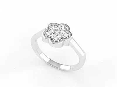 Anillo oro flor diamantes