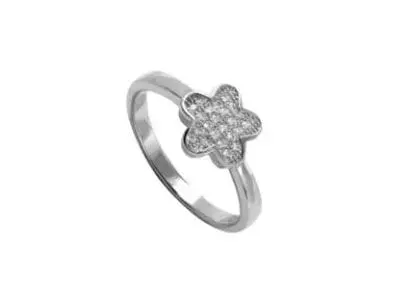 Anillo oro flor diamantes