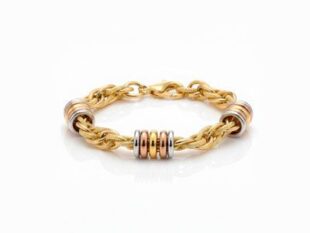 Pulsera oro tricolor aros