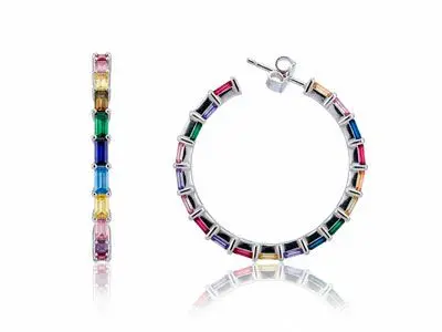 Aros plata piedras colores